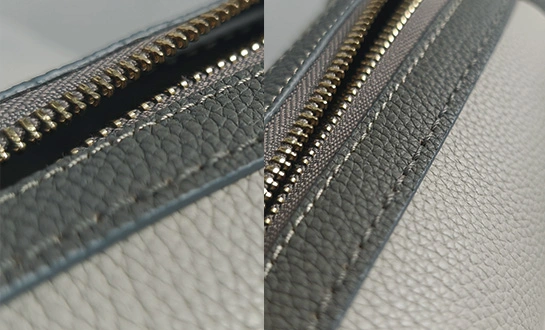 Leather zipper edges aligned Leather zipper edges aligned