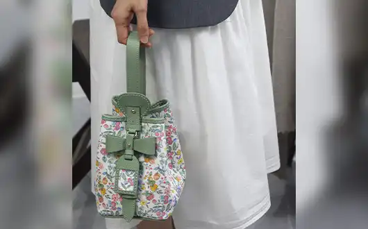Handcrafted patchwork crossbody bag display