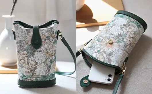 Canvas crossbody bag made with Leather & Fabric Kits, showing storage capacity